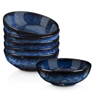 Vicrays Ceramic Small Dessert Bowls Set - 10 oz, Set of 6, Microwave, Oven  and Dishwasher Safe, for Rice, Ice Cream, Soup, Snacks, Cereal, Chili, Side  Dishes etc, Kitchen Bowls Set(Starry Blue) 