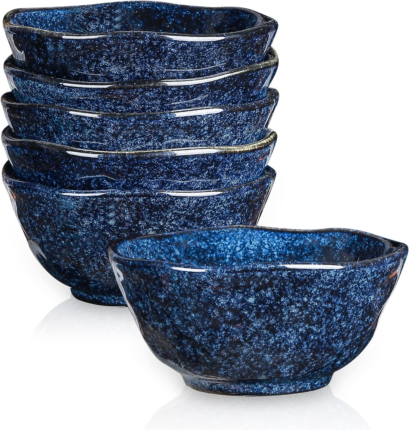 Vicrays Ceramic Small Dessert Bowls Set 10 oz, Set of 6, Microwave, Oven  and Dishwasher Safe, for Rice, Ice Cream, Soup, Snacks, Cereal, Chili, Side  Dishes etc, Kitchen Bowls Set(Starry Blue)