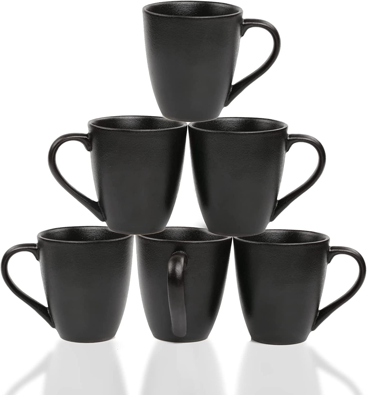 MALACASA 12 Ounce Porcelain Cups Handle Ceramic Drink Cup Set, Set of 6 for Wate
