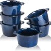 Creme Brulee Ramekins Ceramic Bowls – VICRAYS Mini Custard Cups 8 oz oven Safe Bowls Souffle Dishes for Baking Individual Casserole Dipping Sauce Pioneer Woman Bakeware Set of 6, Blue