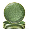 vicrays Ceramic Dinner Plates Set, 10 Inch, Microwave, Oven, Dishwasher Safe, Round, Porcelain Fluted Suitable for Steak, Pasta, Pizza, Home, Restaurant – Set of 6 Green