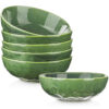 vicrays Ceramic Pasta Bowls Set, 32 Ounce Soup Bowls, Large Salad Bowls, Dishwasher Microwave Safe, Fluted stoneware Bowls for Kitchen, Serving Bowls – Set of 6 Green