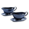 Vicrays Gravy Boat with Saucer – Large 17oz Ceramic Sauce Boat with Tray Set of 2 for Turkey Salad Dressings Creamer Milk Broth – Thanksgiving Christmas Holiday Serving Dishes – Blue