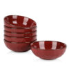 vicrays Ceramic Salad Bowls Set for Kitchen, Serving – 32 Ounce Soup Bowls, Pasta Bowls, Chip Resistant, Dishwasher Microwave Safe, Large, Fluted, stoneware, Set of 6 (Cherry Red)