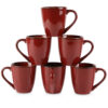 vicrays Coffee Mug Set, 12 Ounce, Set of 6, Ceramic Mug for Men, Women, Unique Glazed Mugs with Handle for Coffee, Tea, Milk, Cocoa, Cereal(Cherry Red)